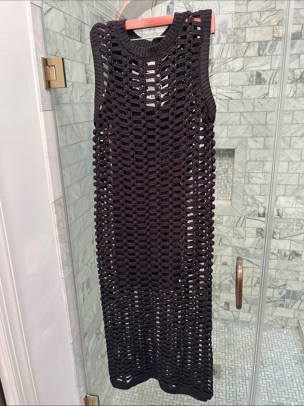 HM Studio Sleeveless Black Crochet Maxi Dress, Size S